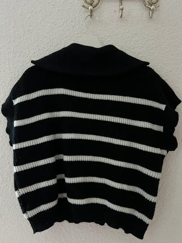 Pull maille sans manche à rayure avec fermeture éclaire - photo numéro 5