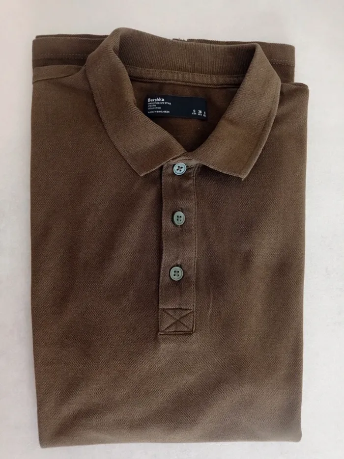 Polo vert kaki manches T.S Bershka - photo numéro 3