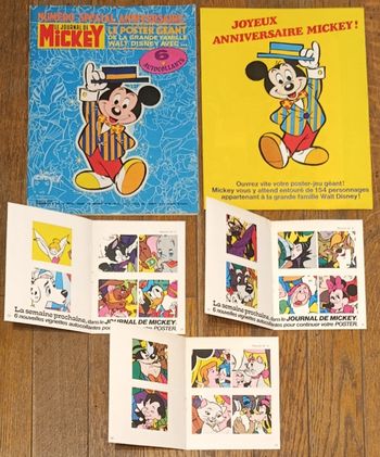 Ancien journal de Mickey avec poster géant Disney + vignettes 1979 N°1385 vintage