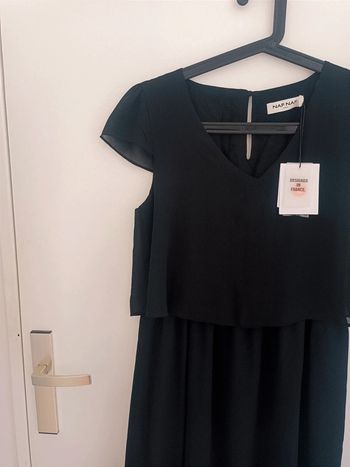 Robe noire habillée chic effet superposition Taille 38 Naf Naf Neuf avec étiquette