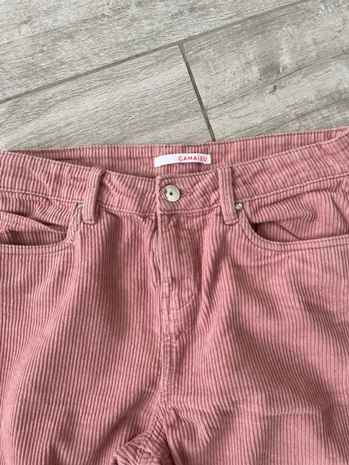 Pantalon en velours côtelé rose Camaïeu - T34 - photo numéro 2