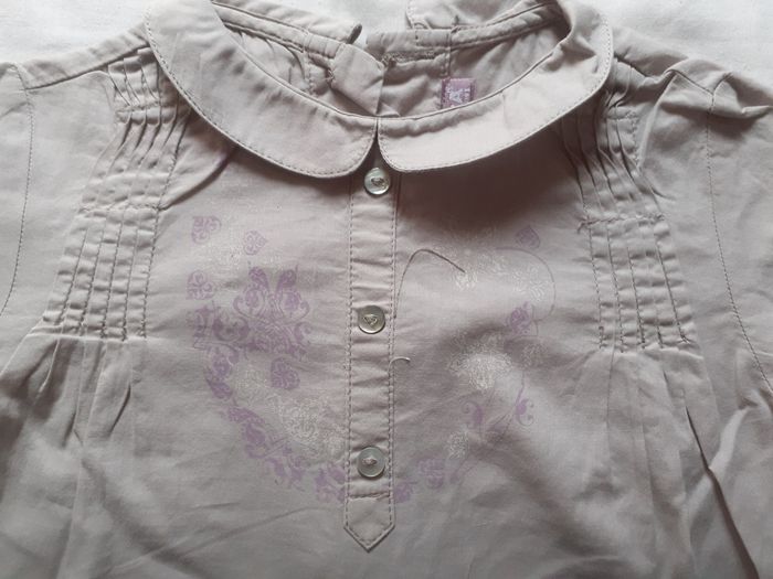 Chemise crème motif fleurs lilas - photo numéro 2