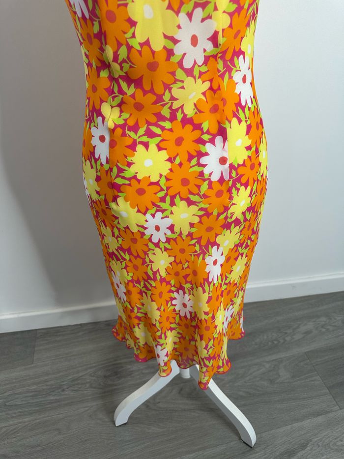 Robe à fleurs psychédélique orange et jaune Y2K T40 L - photo numéro 7