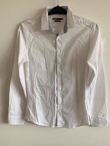 Chemise blanche manches longues taille 37/38 Jules Extra slim col gris