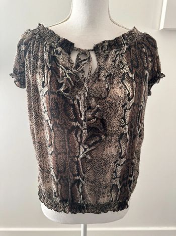 Crop top python serpent beige et marron Vintage T38 M