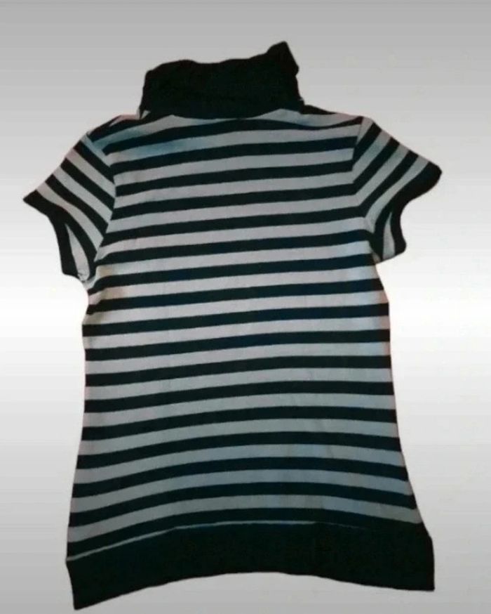 Pull col roulé à manches courtes rayures Zara taille 40 - photo numéro 2