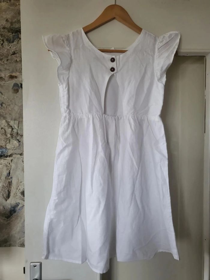 Robe neuve Benetton lin et coton blanche 10a 11a - photo numéro 11