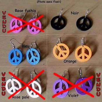 Boucles d'oreilles PEACE en bois