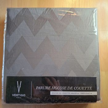 Parure Housse de Couette Grise Neuve Vertigo Paris