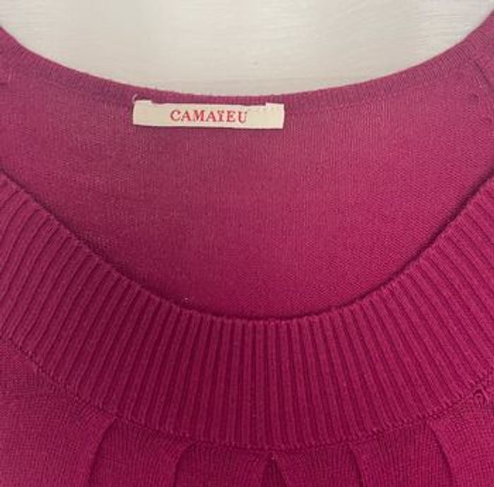 Camaieu - robe pull col rond fushia T38 - photo numéro 2
