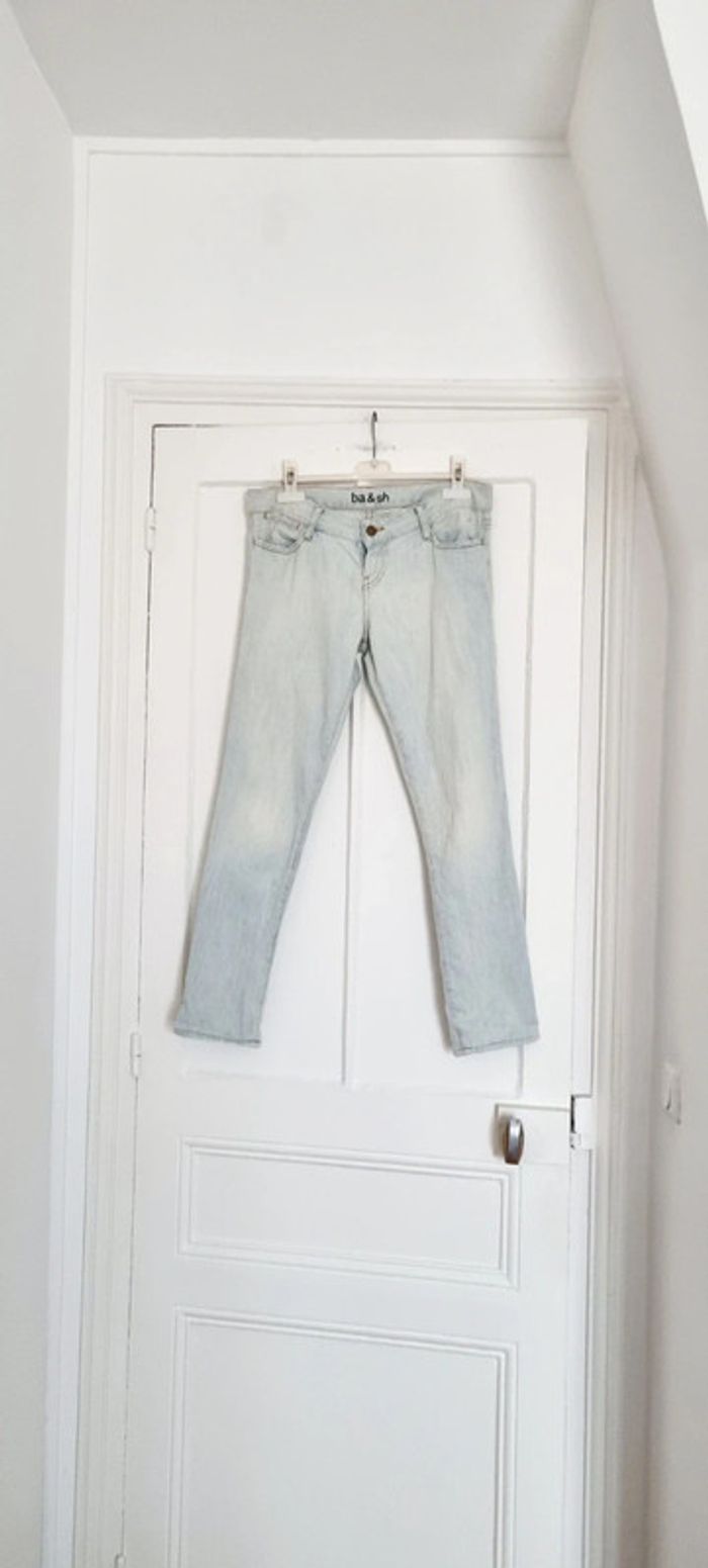 Jean bleu clair delavé skinny ba&sh 27 équivalent 37 - photo numéro 8