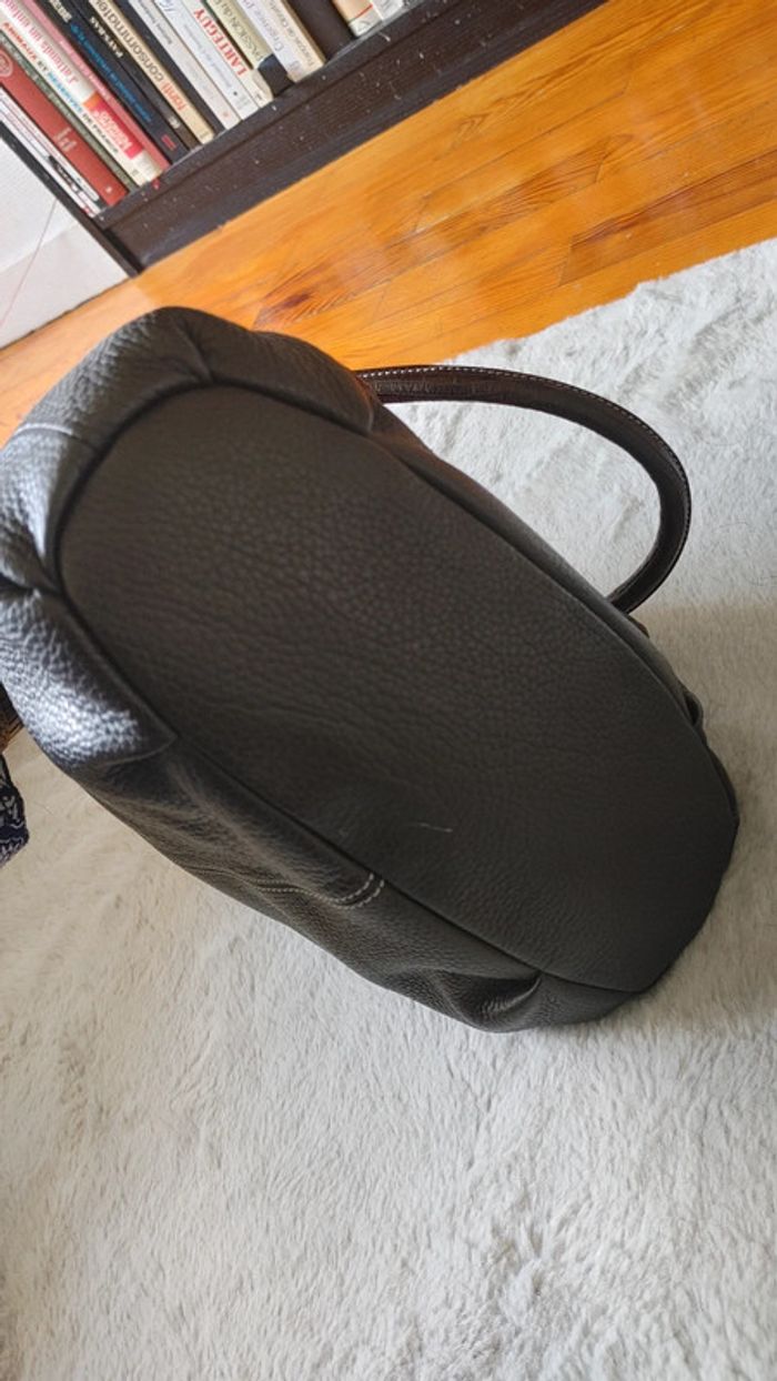 Sac à main en cuir grainé épais excellente qualité marron - photo numéro 8