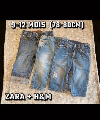 Lot de 3 jeans H&M et Zara 9-12 mois 80 cm