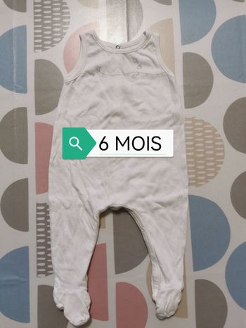 Pyjama été blanc mixte fille garçon 6 mois