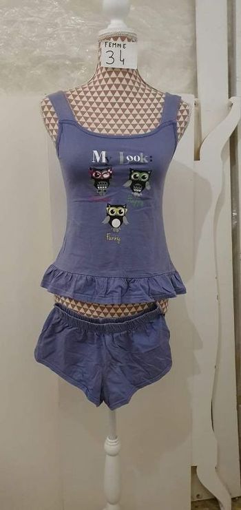 Ensemble de nuit, bleu, en très bon état, en coton,marque In Extenso =5€