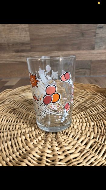 Verre imprimé ballons fête vintage