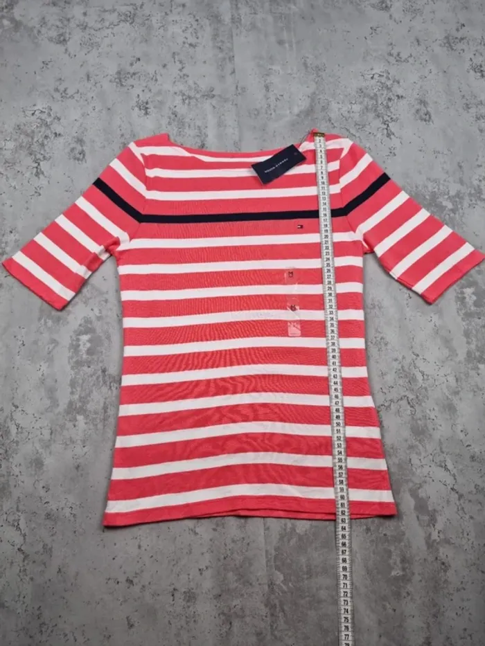 Top marinière Tommy Hilfiger rayé rose/blanc neuf avec étiquette - photo numéro 5