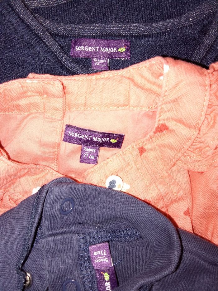Lot de 3 vêtements bébé fille sergent major 9-12 mois, robe, gilet, body, 71,74 cm - photo numéro 6