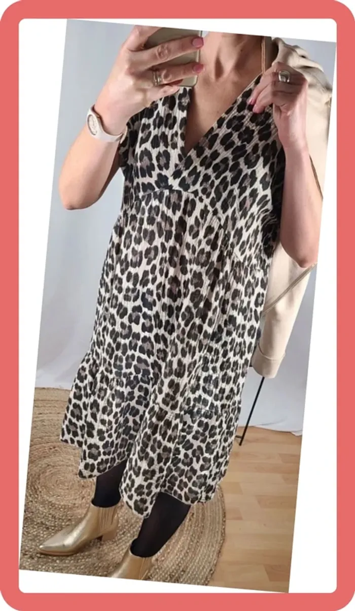 Robe 🐆 léopard - Taille Unique (36-44) - Gaze de coton - Neuve - photo numéro 7