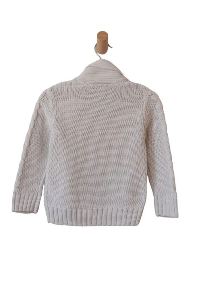 Pull / gilet col châle en grosse maille 100% coton - Jacadi 2 ans (88cm) - photo numéro 2