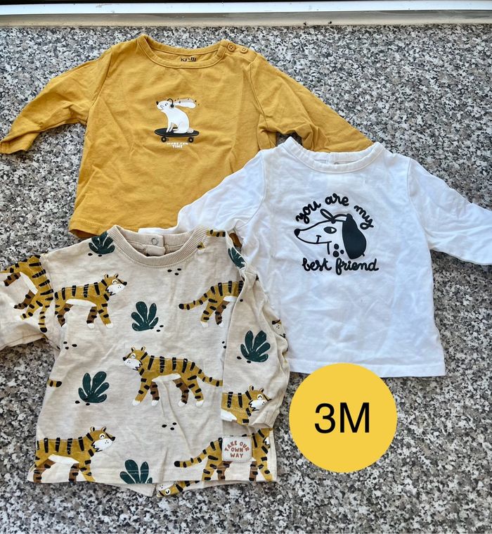 3 tshirts manches longues taille 3 mois