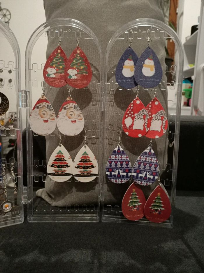 Boucles d'oreilles père Noël bonhomme de neige sapin de Noël - photo numéro 2