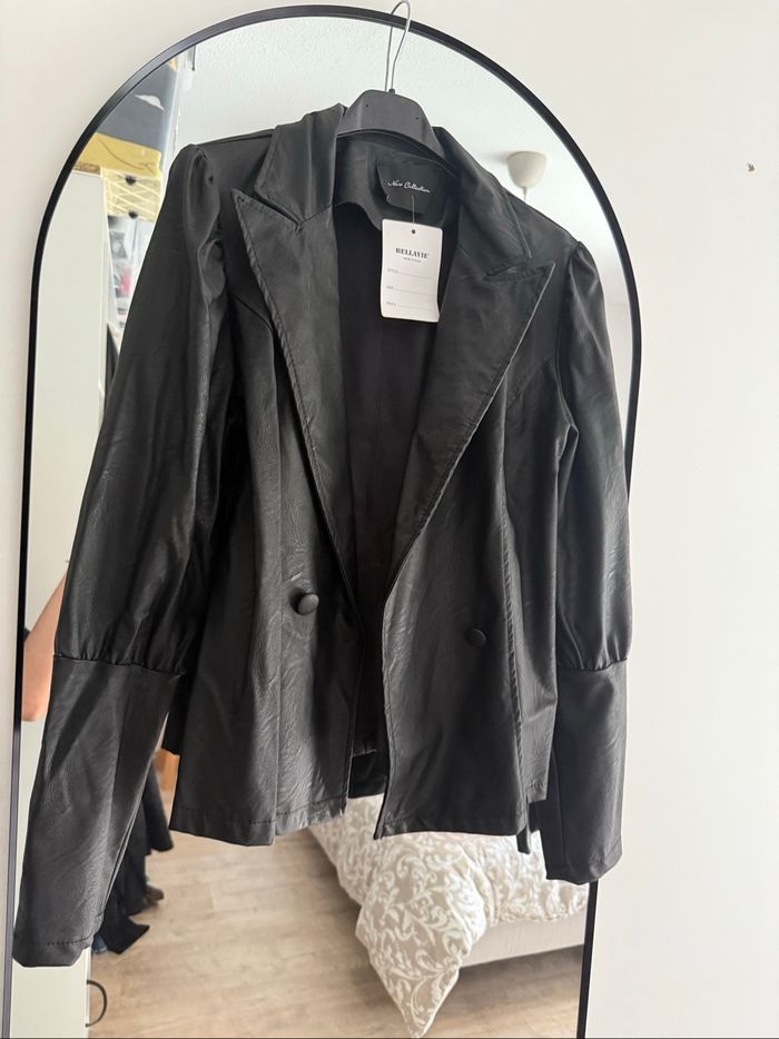 Veste blazer similicuir noire - photo numéro 3