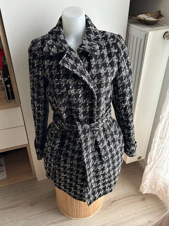Manteau pied de poule noir blanc naf naf taille 36