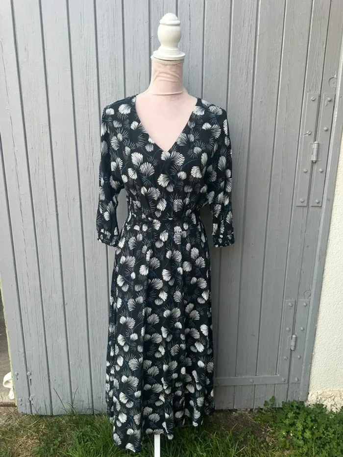 Robe manches 3/4 fleurie décolleté Promod 36/S