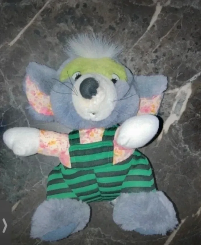 Peluche souris grise en très bon état