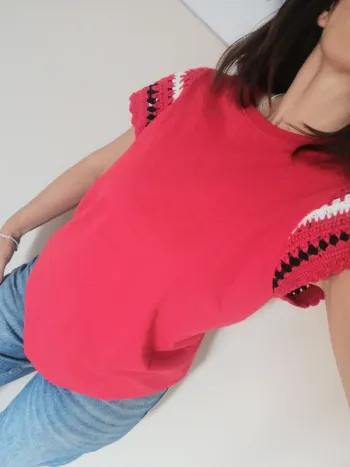 Maillot coton manches courtes crochet taille M neuf