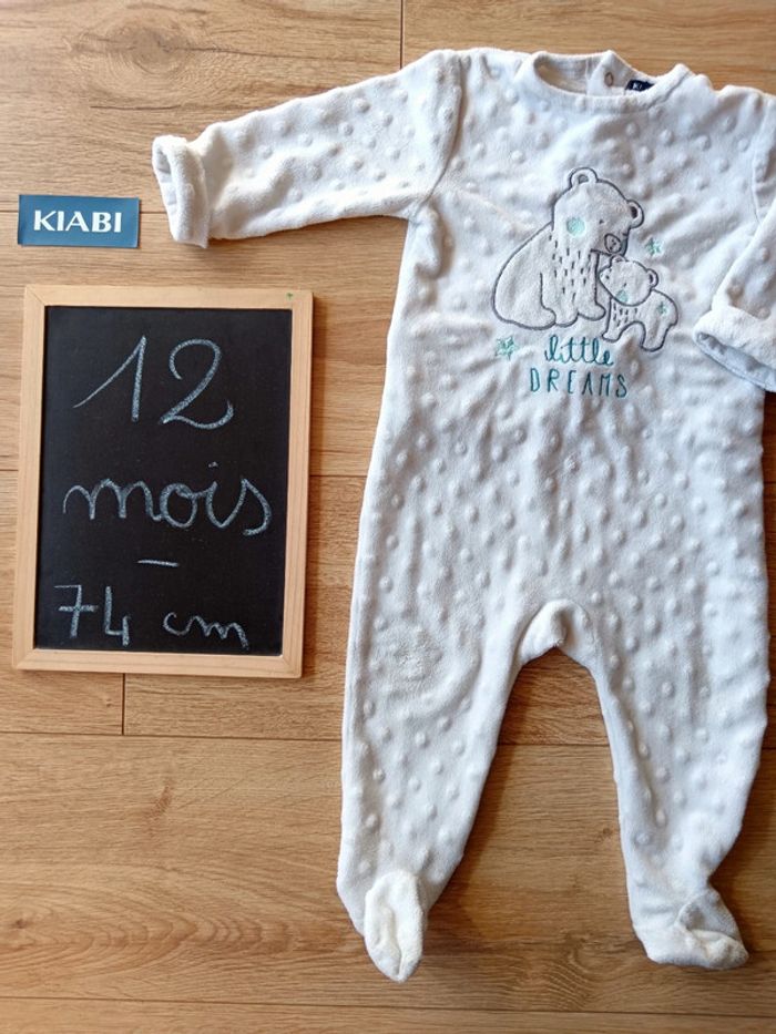 Pyjama velours ours blanc Kiabi