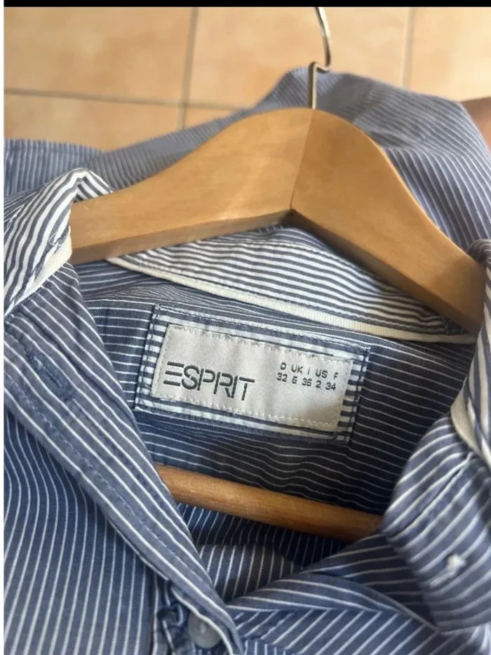Superbe chemise bleu tendance et vintage - 100% coton - esprit - taille 32 - photo numéro 3