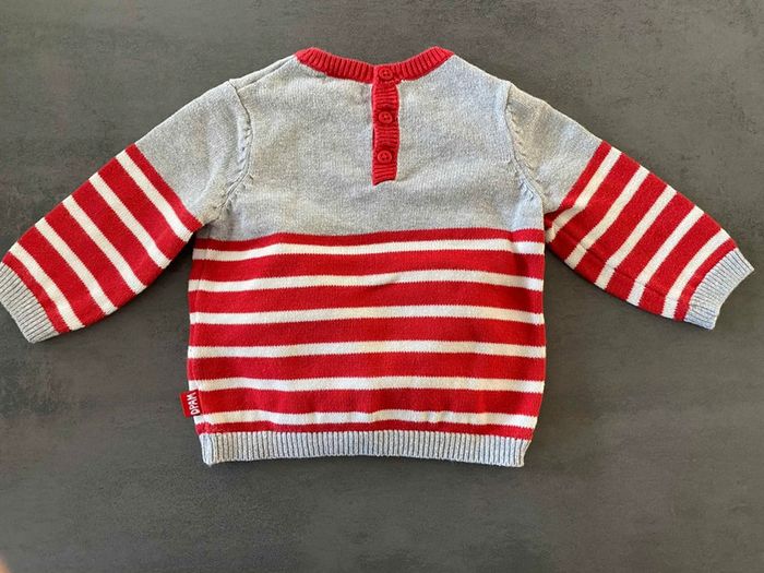 Pull raye rouge et gris Du Pareil Au Même - photo numéro 2