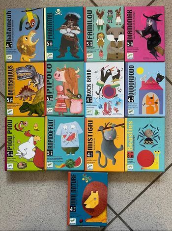 Lot 13 jeux de cartes enfant Djeco Diamoniak Piratatak oudordodo
