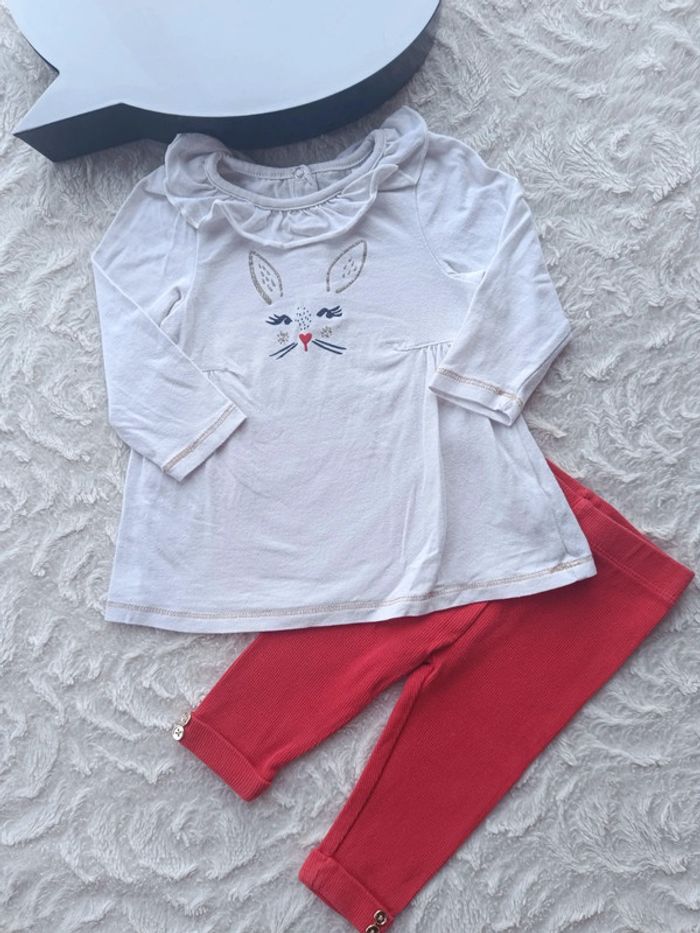 Ensemble (tunique manches longues+legging) Fille 9 moisi lapin Orchestra - photo numéro 2