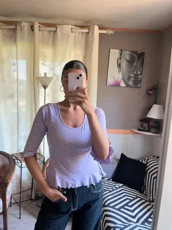 Top coquette Lila à pois bohème champêtre country western