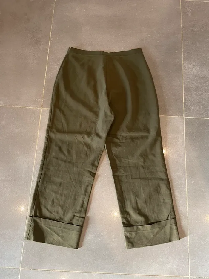 Pantacourt kaki taille haute - Coupe droite - Taille 38 🌿 - photo numéro 4