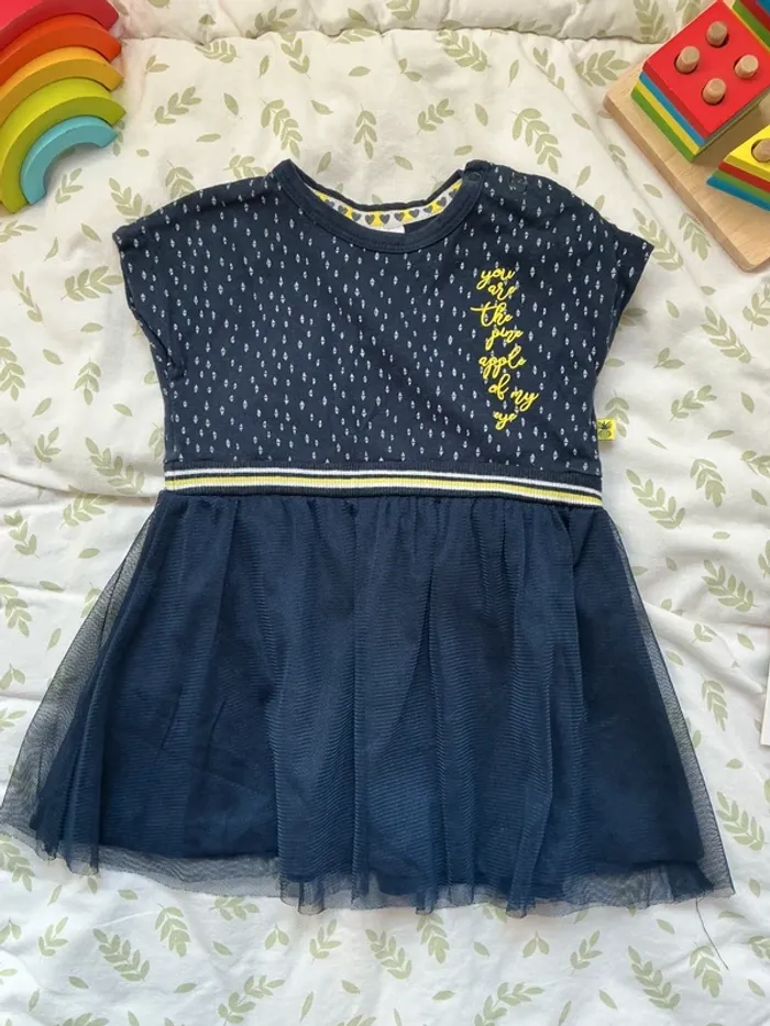 robe manches courtes marine jupe en tulle avec jupon 12 mois pommette - photo numéro 3