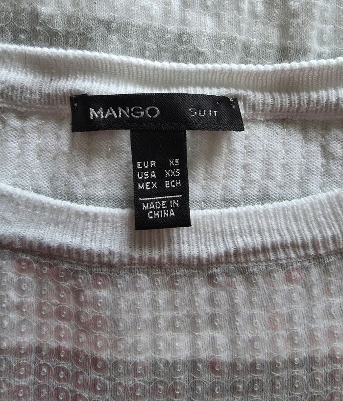 Mango Pull Rayé Paillettes Blanc Gris XS - photo numéro 3