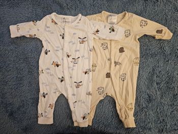 2 Grenouillères bébé garçon 1-2 mois/ 56cm