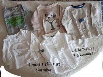 T shirt et chemise 3 mois a l unité, ou lot 10e