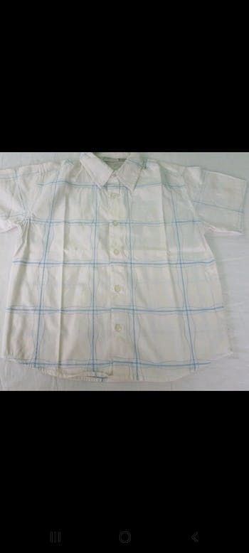 Chemise blanche  et bleu à carreaux 6 ans