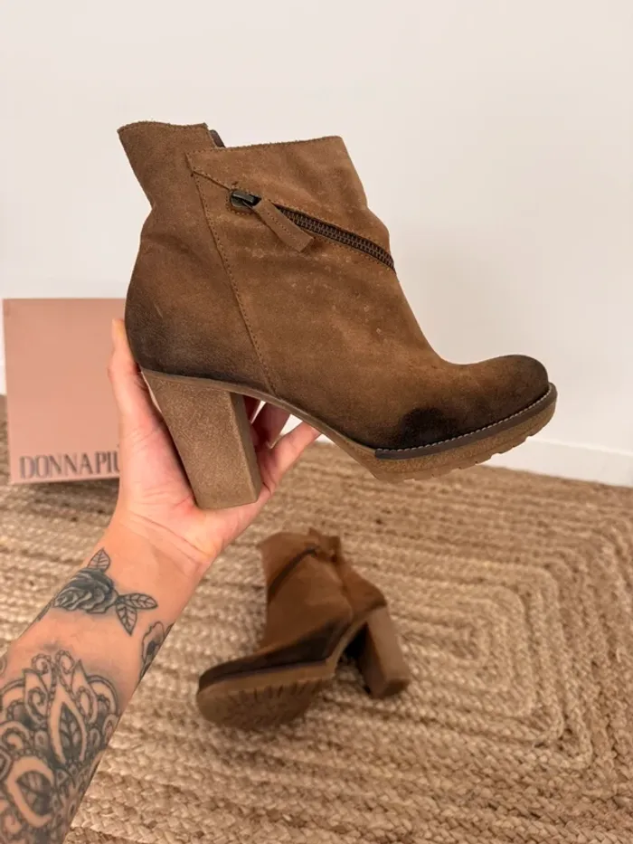 Bottines cuir piel marron boots daim zapatillas Bottes Laarzen Stivaletti Ankle Enkellaarsjes 40 - photo numéro 2