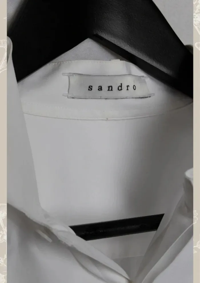 Chemise blanche manches longues col rond Sandro Paris Taille M - photo numéro 7