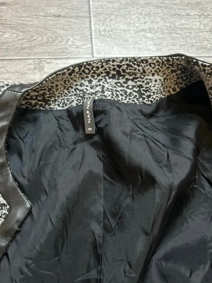 Veste mi longue  naf Naf 36 léopard oir et gris - photo numéro 4