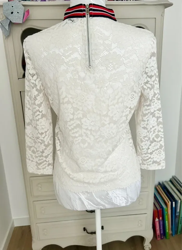 Superbe petit haut, blouse Morgan blanc en dentelle taille 36, S , 1 - photo numéro 2