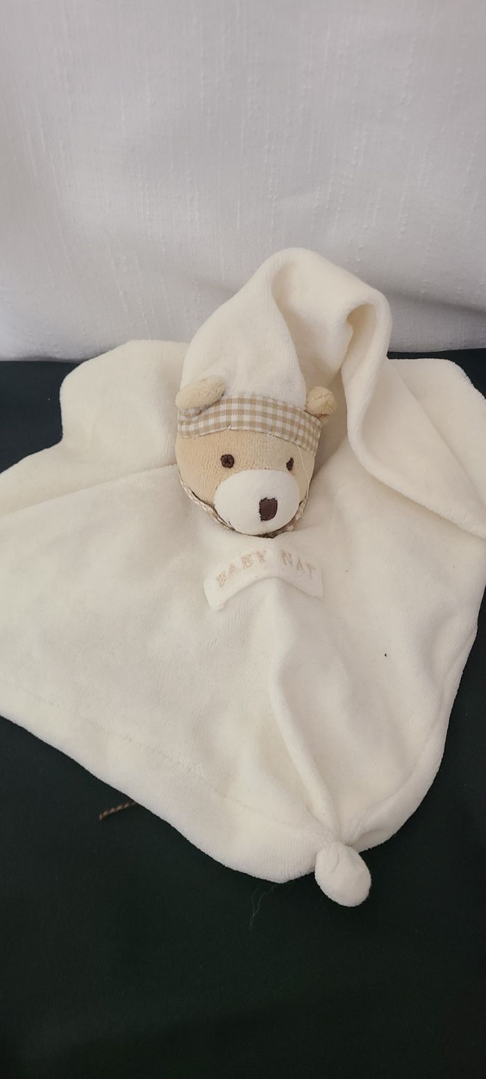 BABYNAT BABY NAT DOUDOU OURS PLAT ECRU COL CARREAUX BEIGE - photo numéro 2