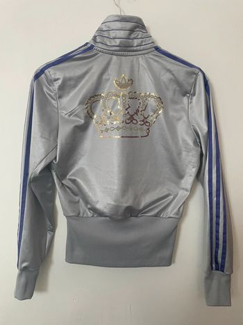 Veste Adidas Originals femme – Respect Me – Taille 38 – Grise & violette – Logo strass