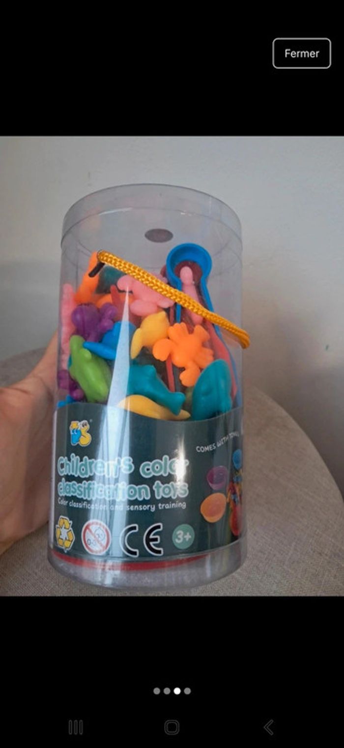 Jeu tri des couleurs et motricite fine avec pince de prehension, bols et les animaux marins - photo numéro 3